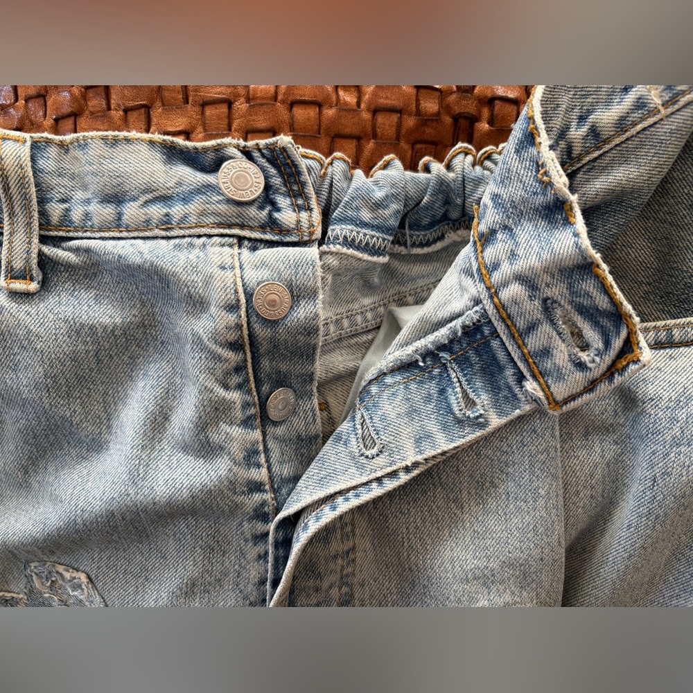 MAGNOLIA PEARL Original OOAK LEVI’S 501 Jeans Patched Drop Crotch Distressed - Picture 3 of 13